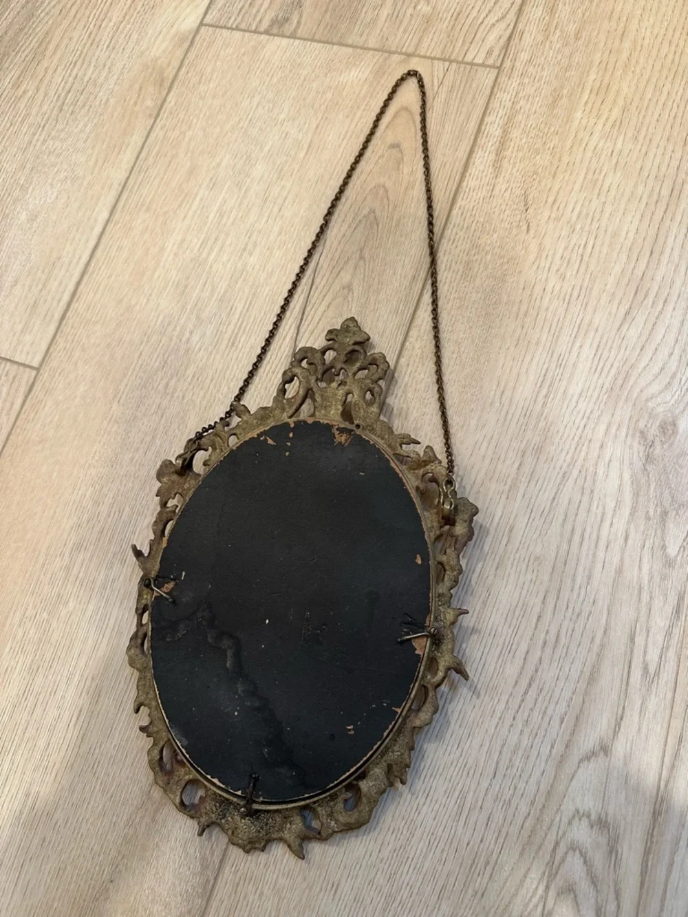 Antique Mid-Century Rococo-style French or Italian inspired solid brass mirror